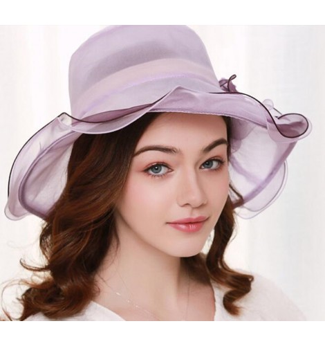 Women Fashion Organza Silk Flowers Fedoras Church Hat For Party With